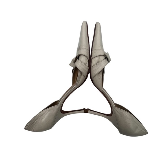 Giulia Romana Cream Leather Pointed Toe Kitten Heels Size 40 Women’s - Picture 6 of 9